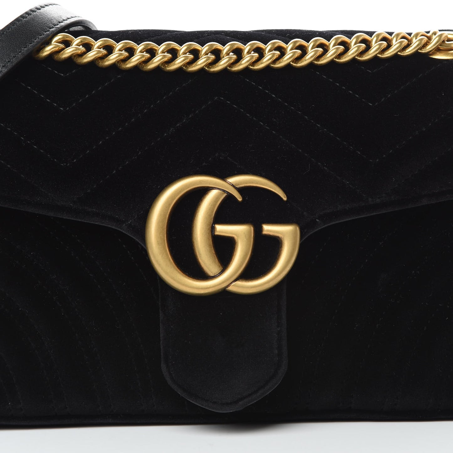 Velvet Matelasse Small GG Marmont Shoulder Bag Black