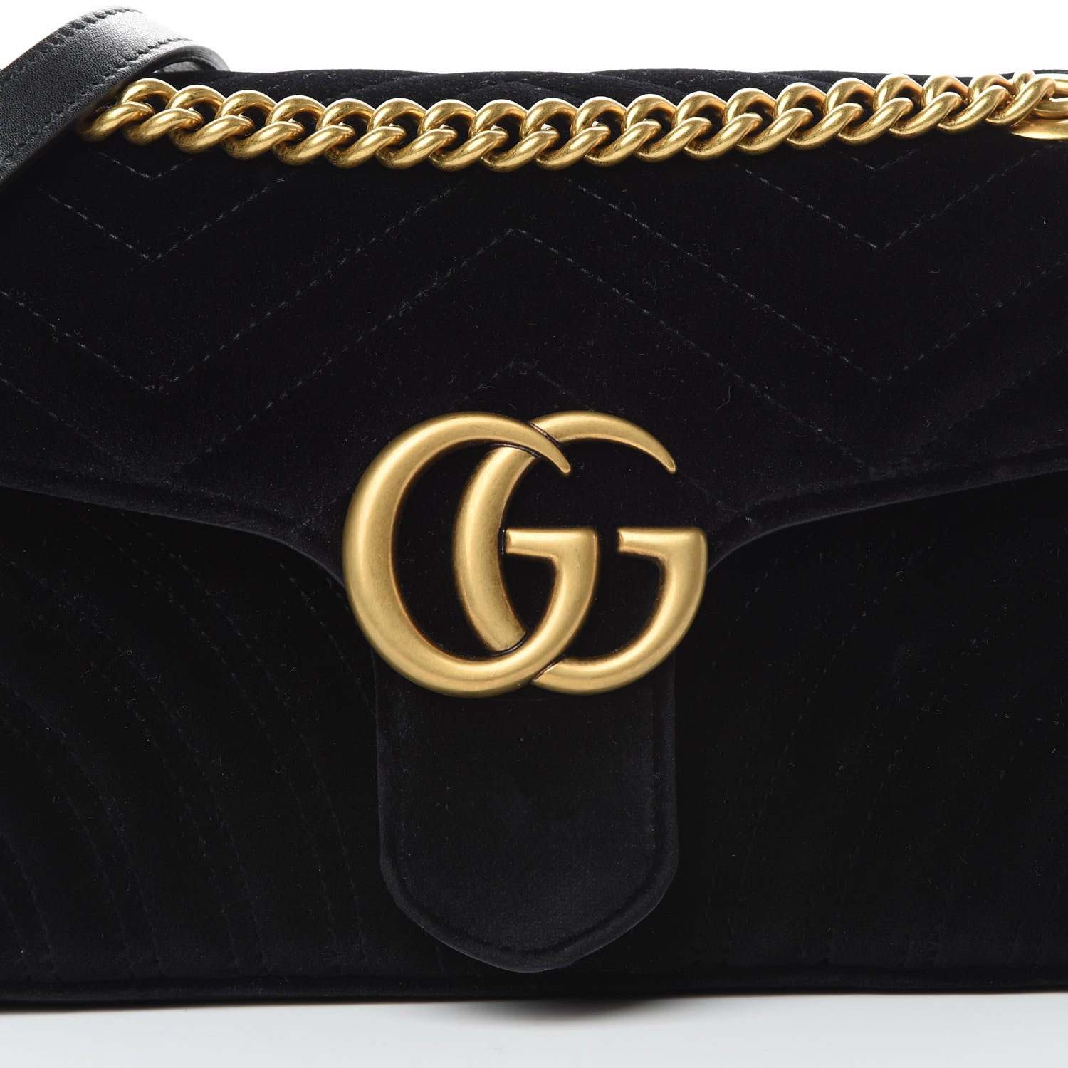 Gucci Velvet Matelasse Small GG Marmont Shoulder Bag Black 9 of 11