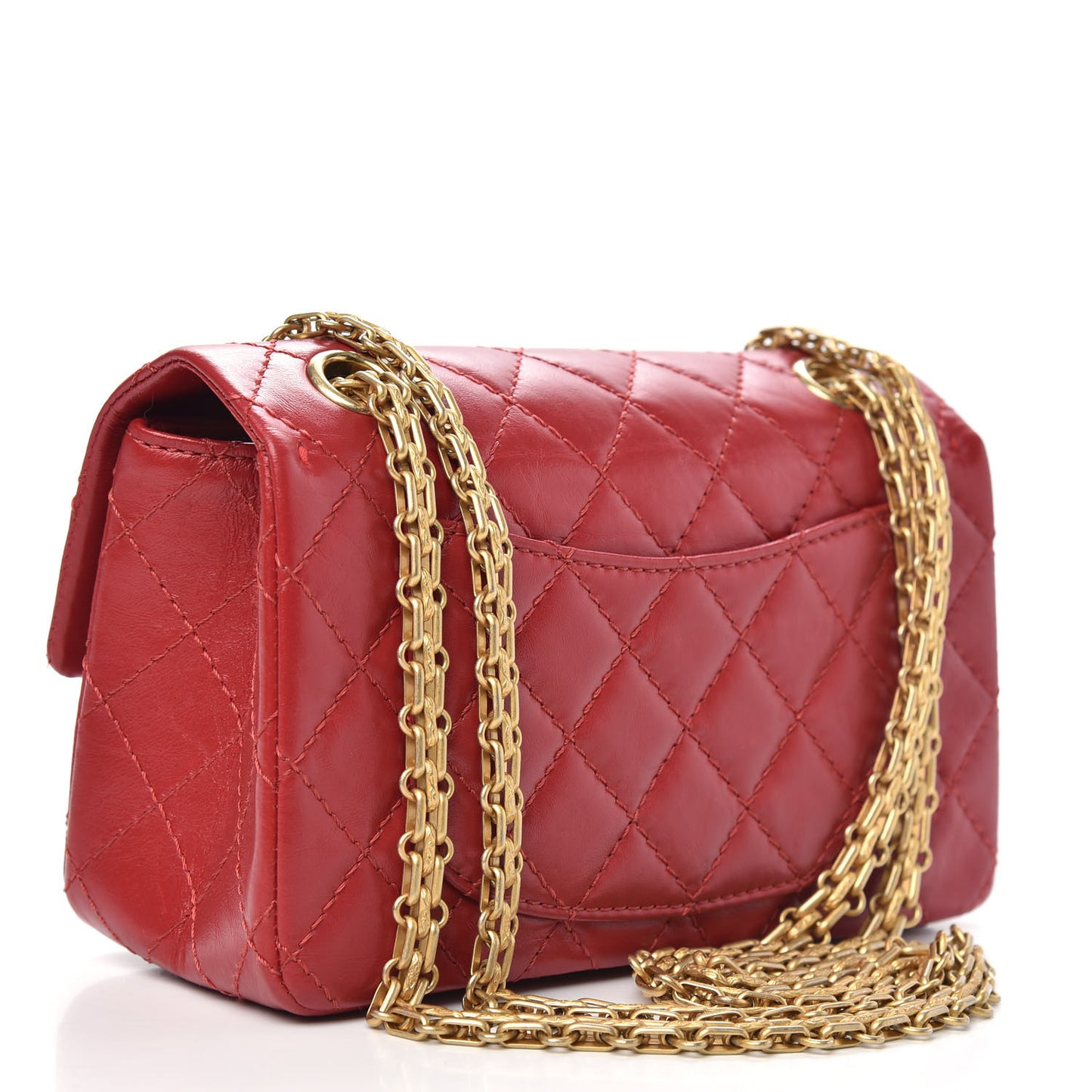 Aged Calfskin Quilted 2.55 Reissue Mini Flap Red