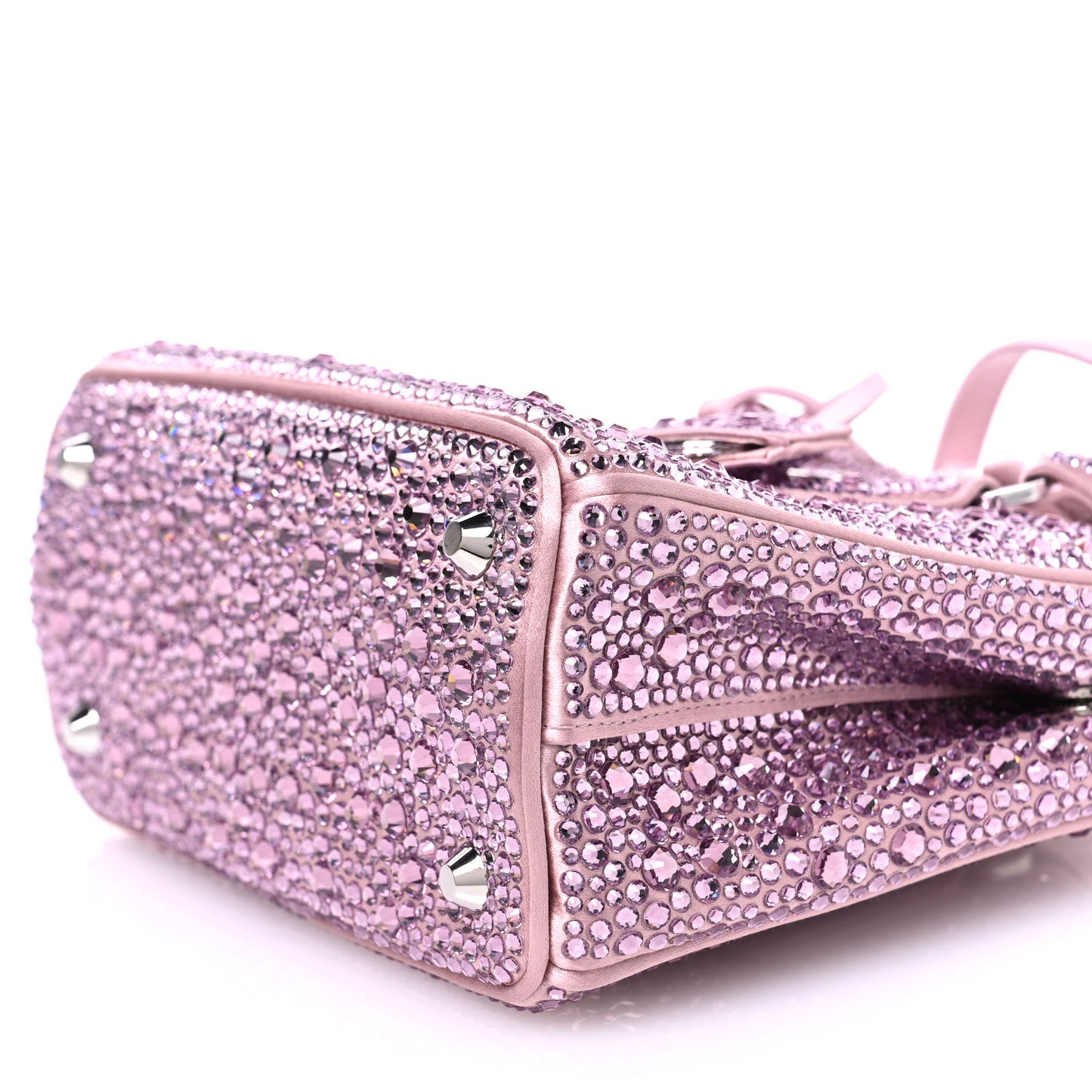 Satin Crystal Mini Galleria Double Zip Tote Alabastro