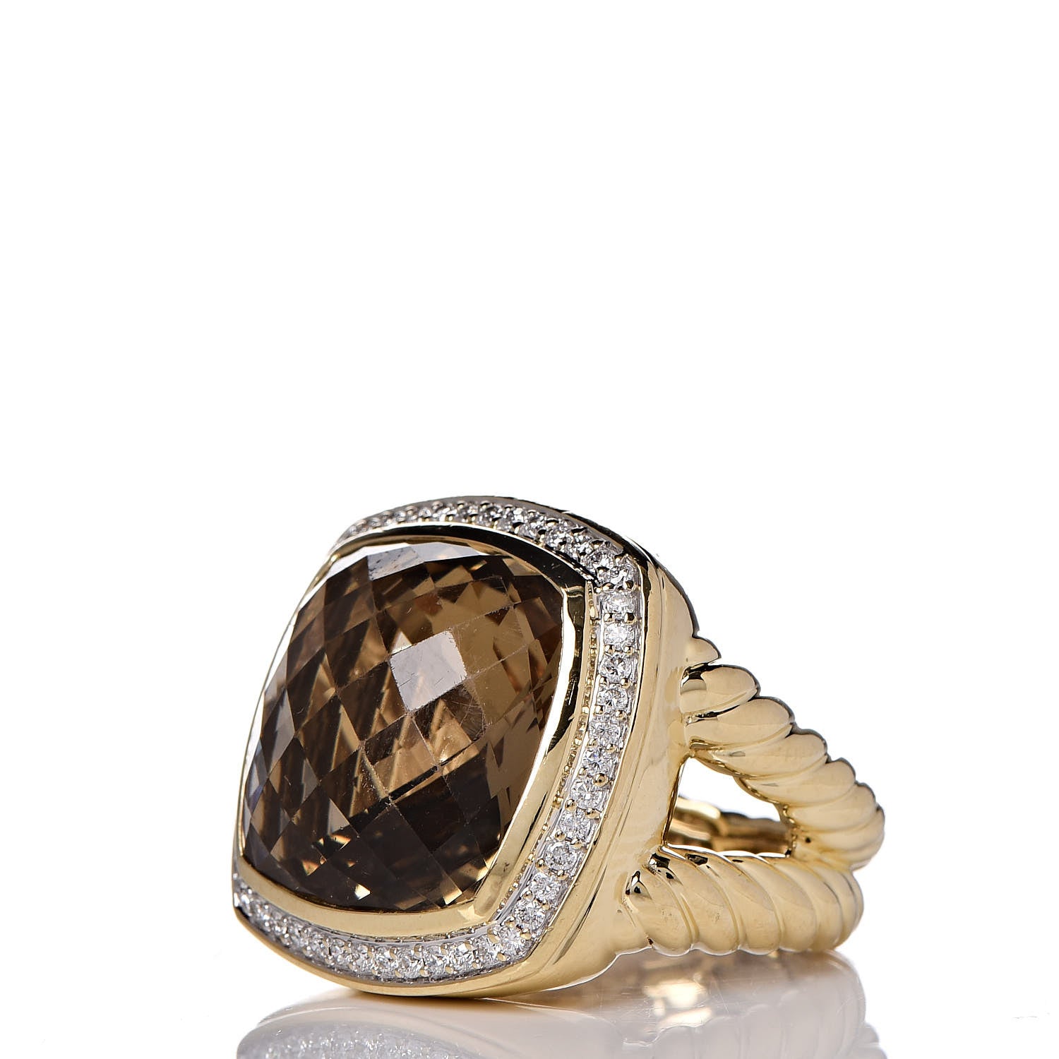 David Yurman 18K Yellow Gold Diamond Champagne Citrine 17mm Albion Ring 55 7.25 3 of 6