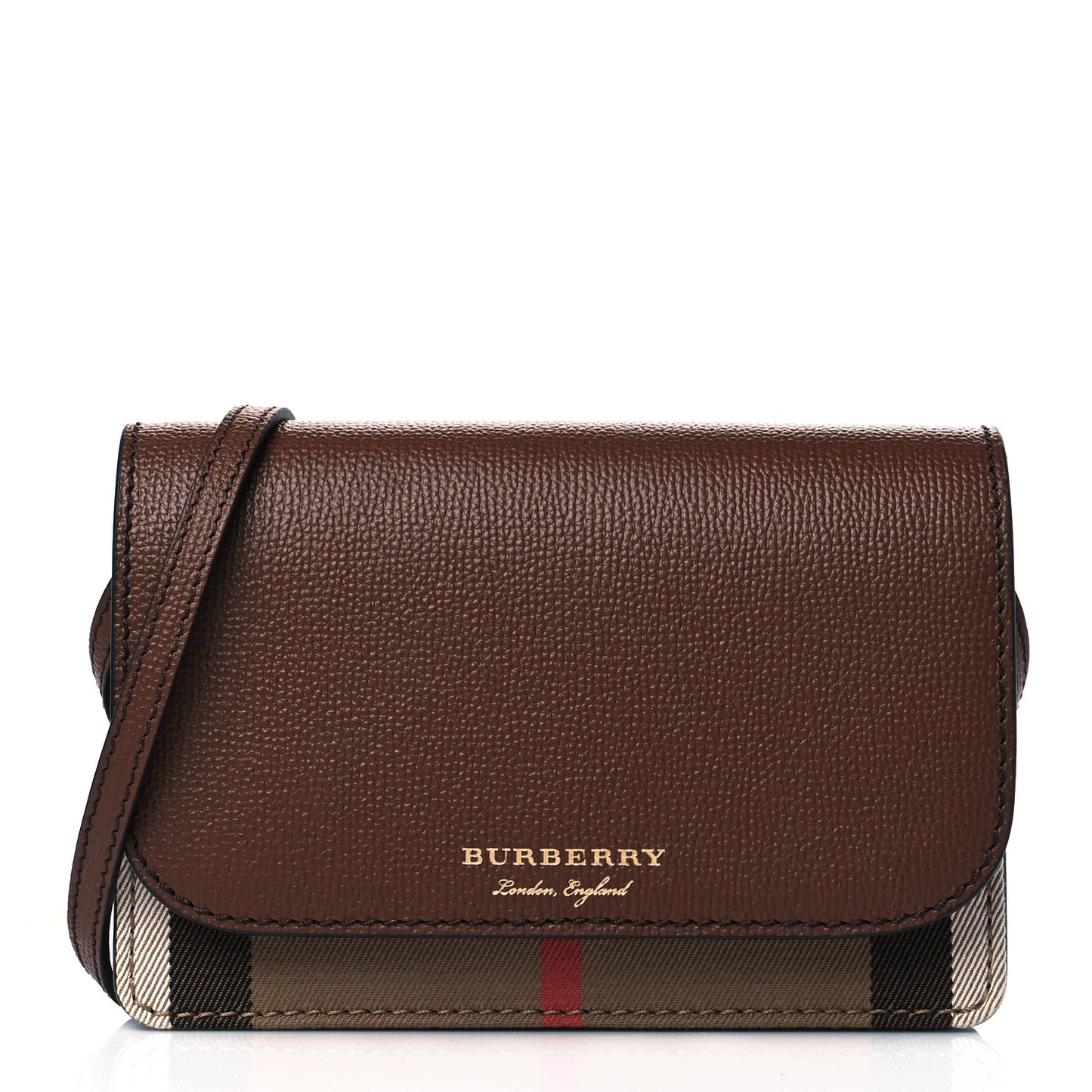 Grained Calfskin House Check Tartan Mix Hampshire Wallet On Chain Tan
