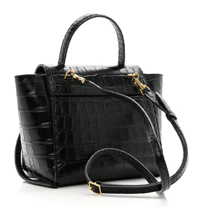 Celine Calfskin Crocodile Embossed Nano Belt Bag Black 3 of 10