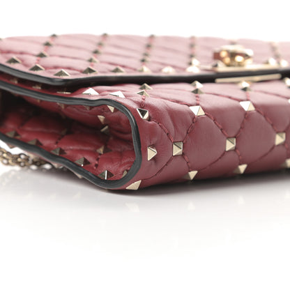 Valentino Garavani Nappa Rockstud Spike Wallet on Chain Rubino 8 of 11