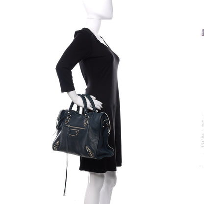 Balenciaga Chevre Gold Metallic Edge Hardware City Bleu Paon 2 of 10