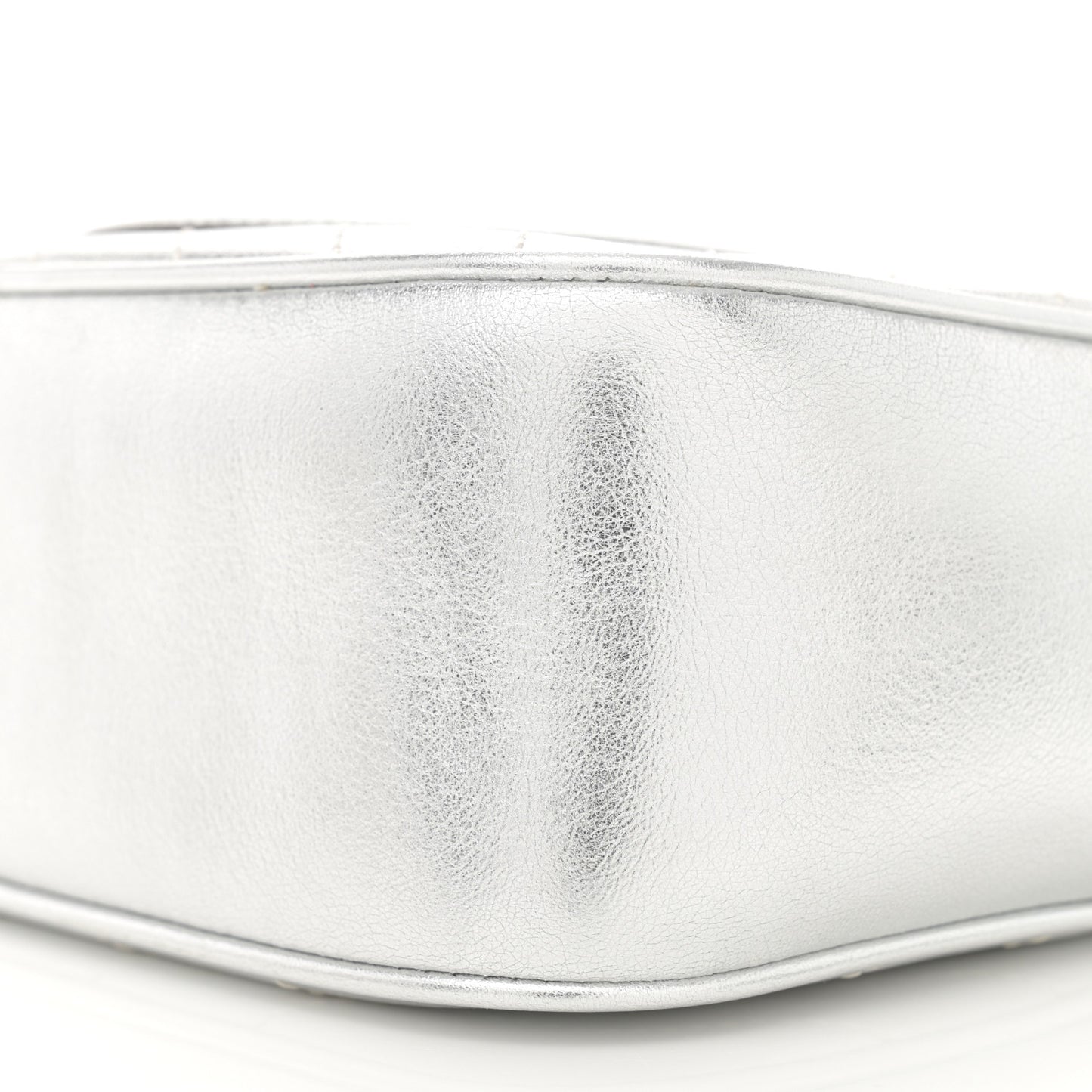 Metallic Sakai Be Green Calfskin Diagonal Stitched Small Blondie Shoulder Bag Silver