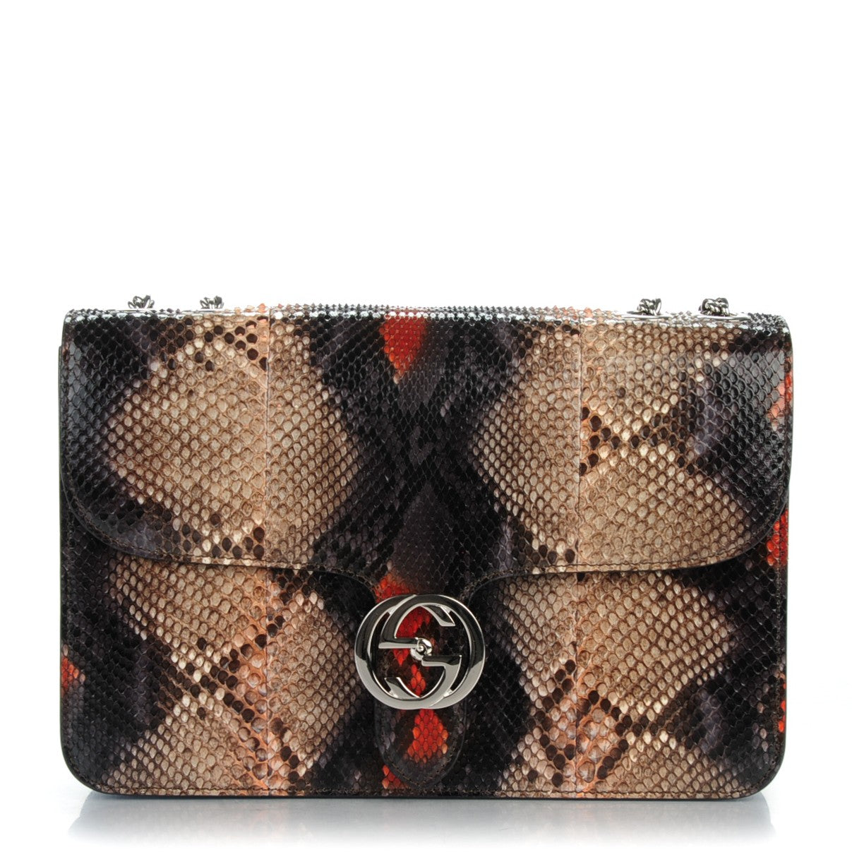 Python Medium Interlocking Shoulder Bag Grey Orange