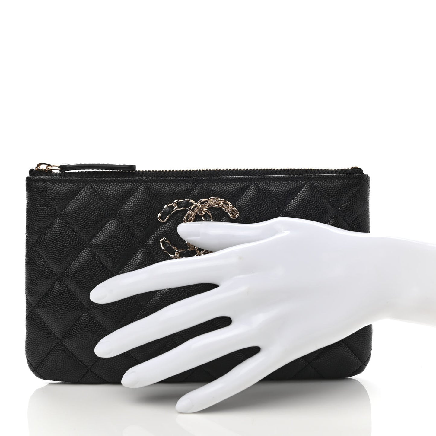 Caviar Quilted Small French New Wave CC Pouch Black