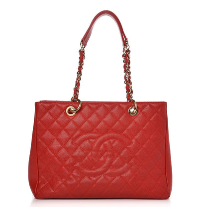 Chanel Caviar Quilted Grand Shopping Tote GST Red 1 of 13