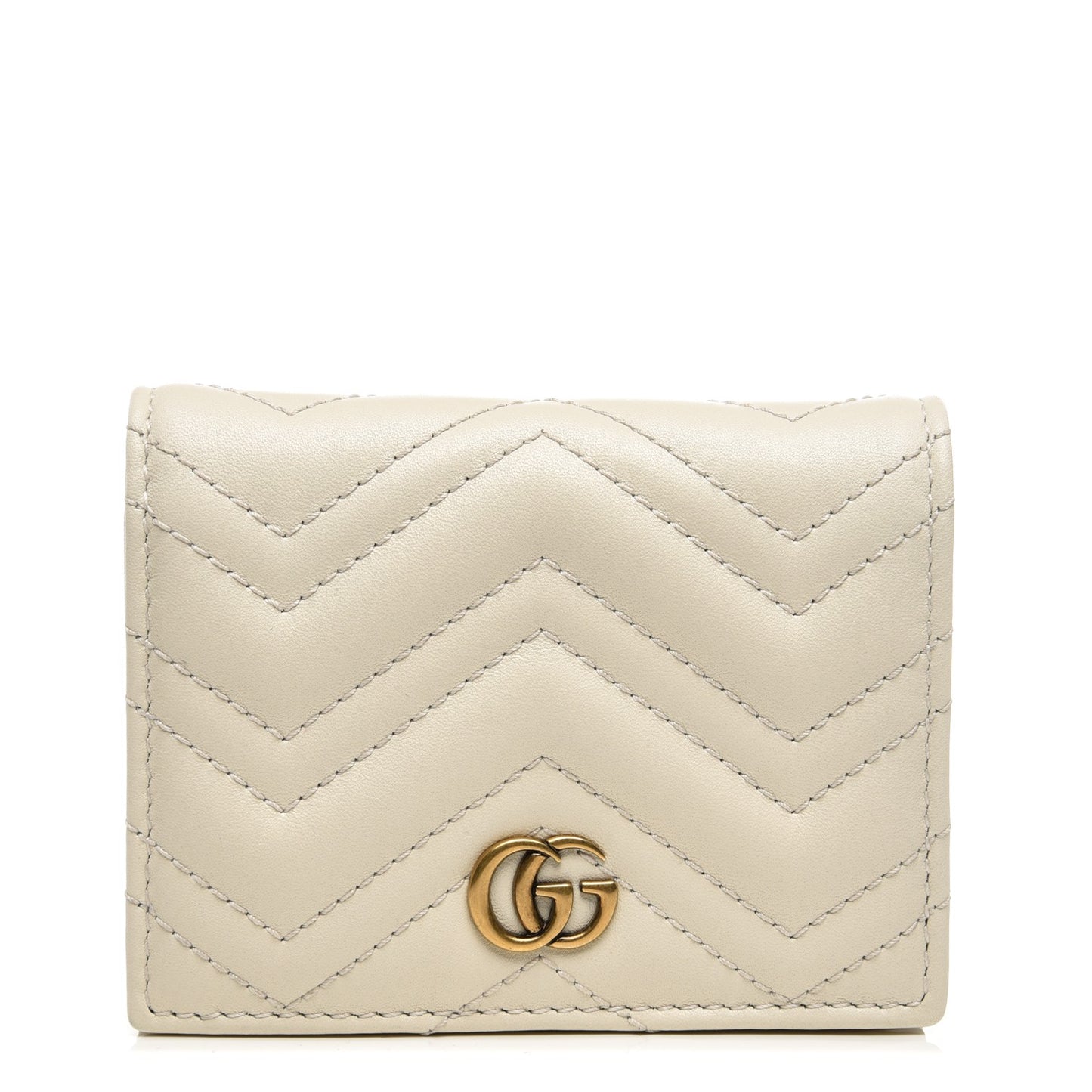 Calfskin Matelasse GG Marmont Card Case White