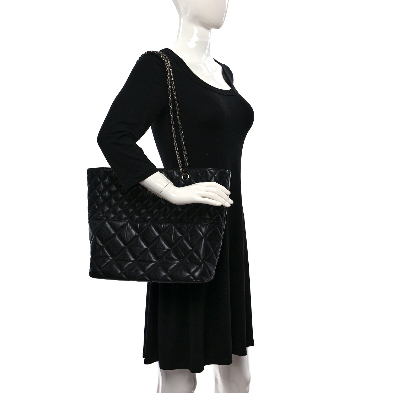 Chanel Aged Calfskin Reissue 2.55 Small Tote Black 2 of 9