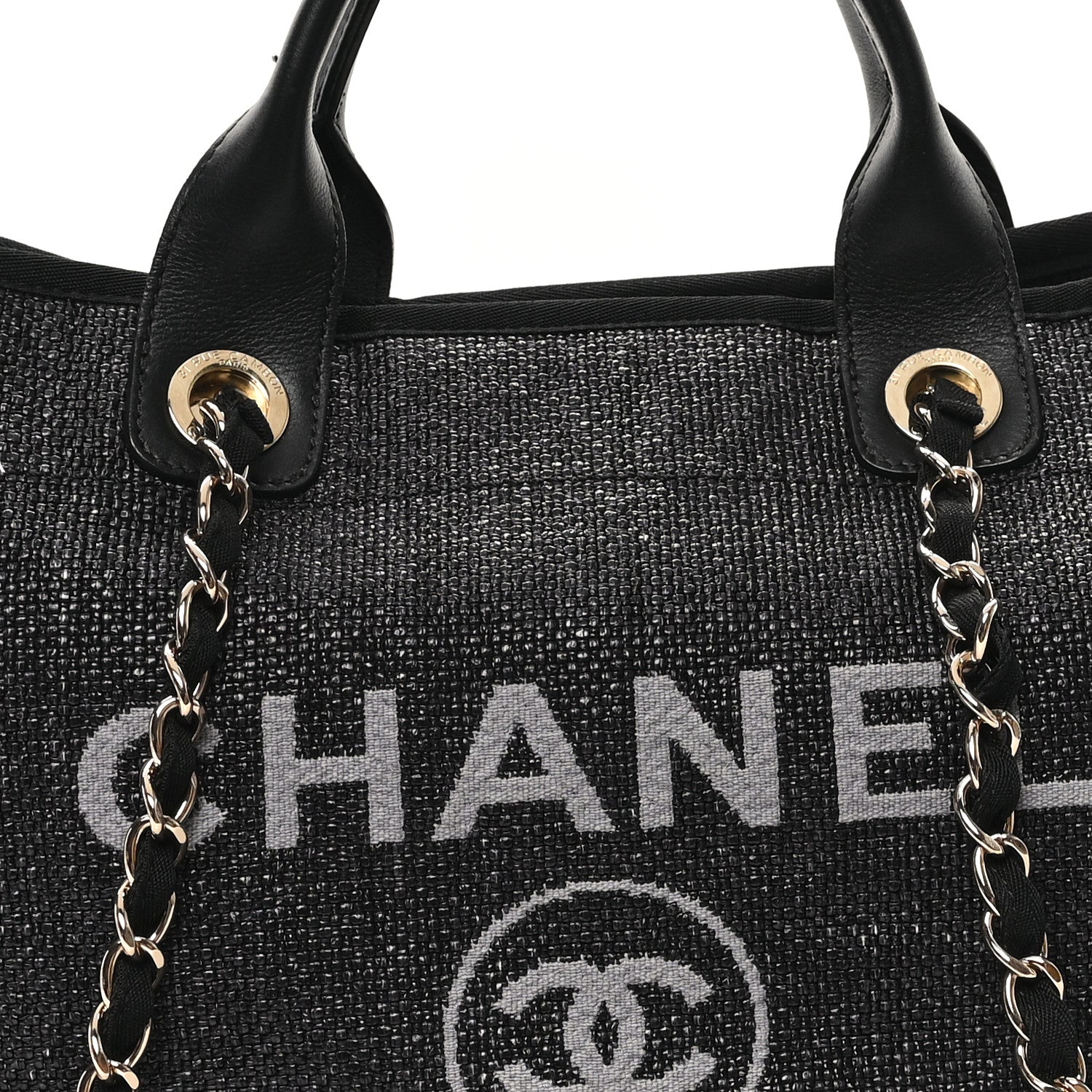 Chanel Woven Straw Raffia Large Deauville Tote Black 8 of 11