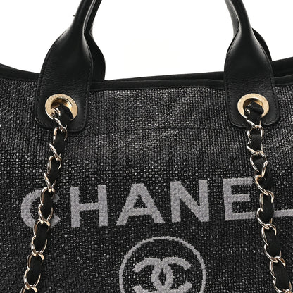Chanel Woven Straw Raffia Large Deauville Tote Black 8 of 11
