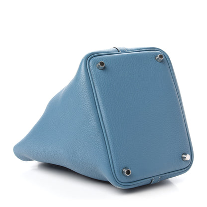 Hermes Taurillon Clemence Picotin Lock 18 PM Blue Jean 4 of 11