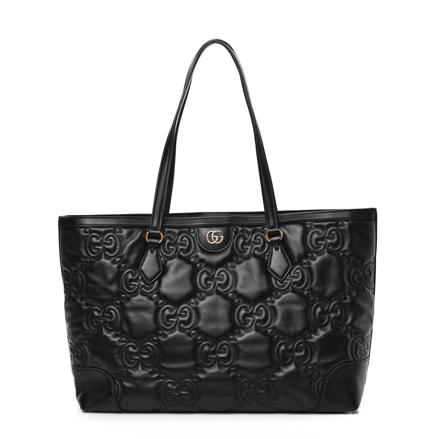 Calfskin GG Matelasse Medium Ophidia Shopping Tote Black