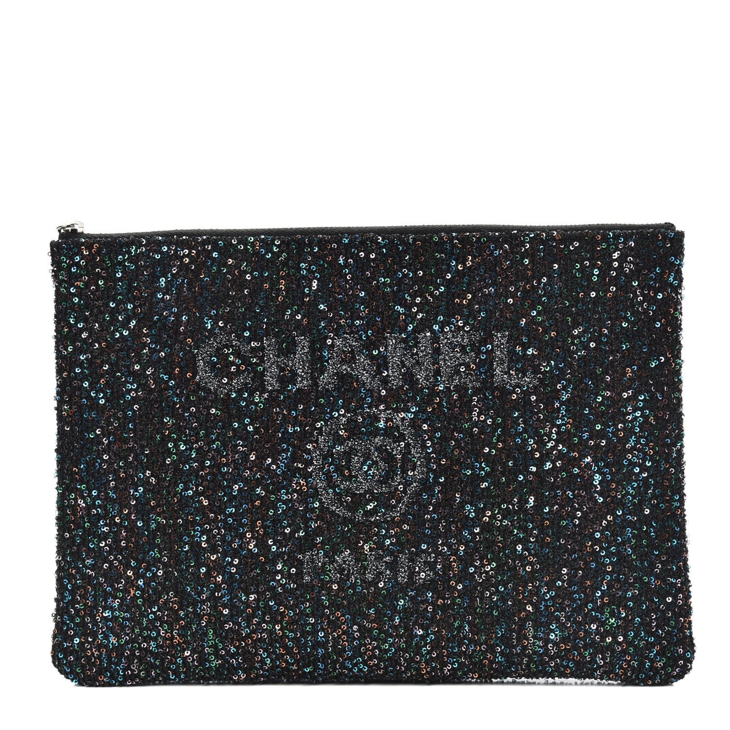 Canvas Sequin Medium Deauville Cosmetic Pouch Black