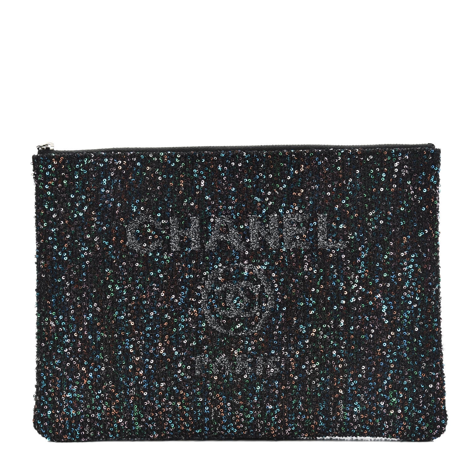 Chanel Canvas Sequin Medium Deauville Cosmetic Pouch Black 1 of 8