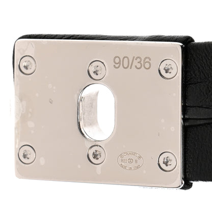 Chanel Ruched Calfskin Crystal CC Turnlock Belt 90 36 Black 4 of 5