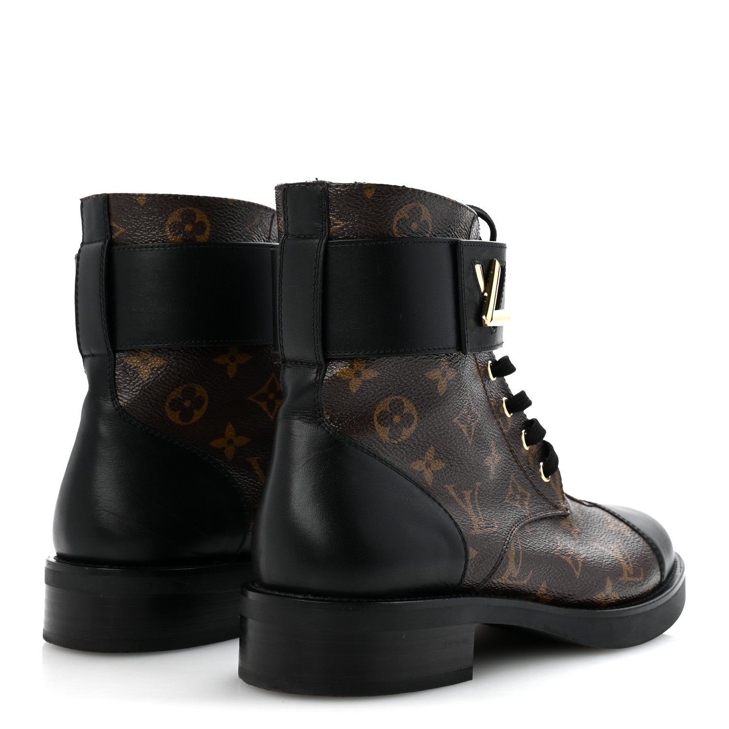 Louis Vuitton Calfskin Monogram Wonderland Flat Ranger Boots 41 Black 5 of 11