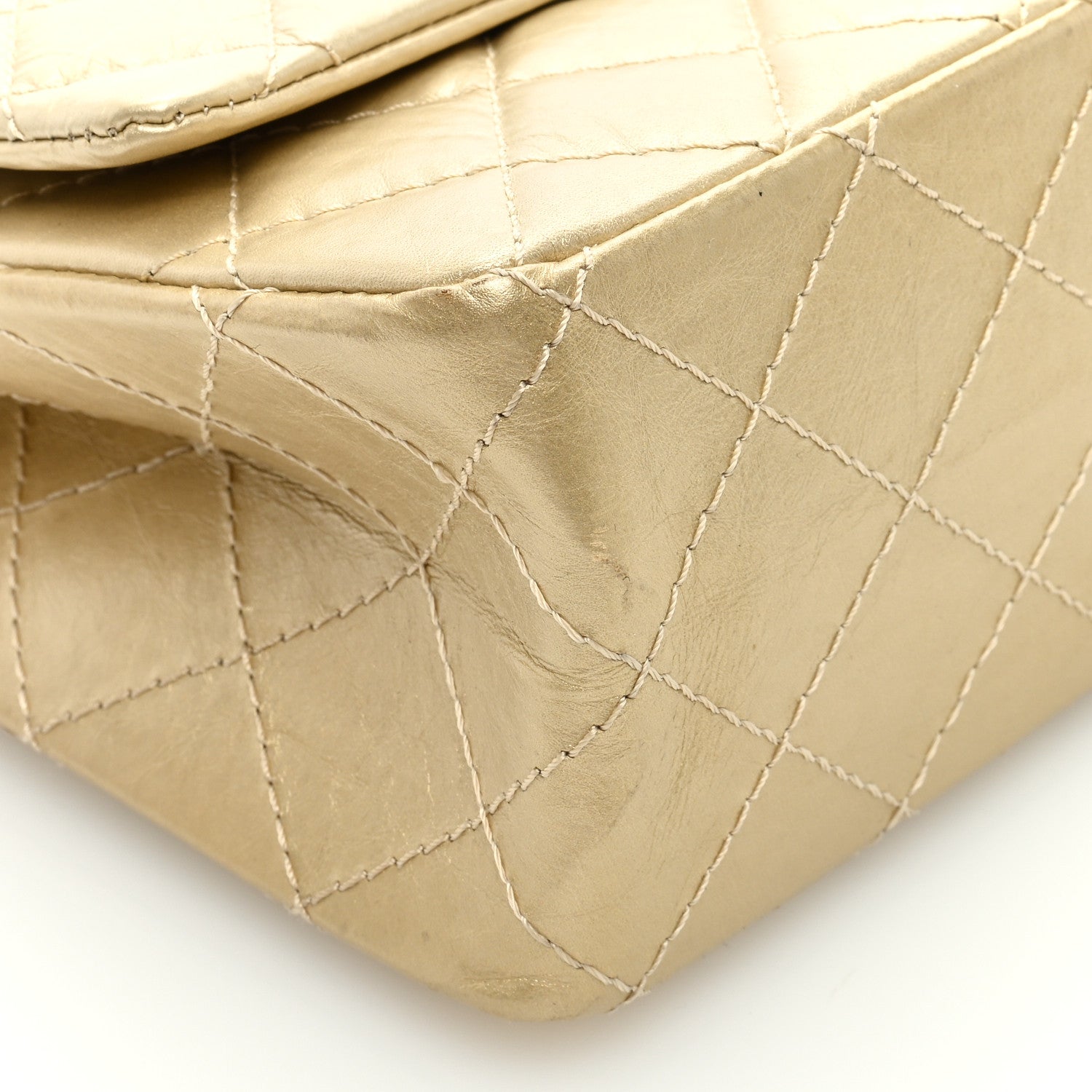 Chanel Metallic Aged Calfskin Quilted 2.55 Reissue 226 Flap Pale Gold 8 of 9