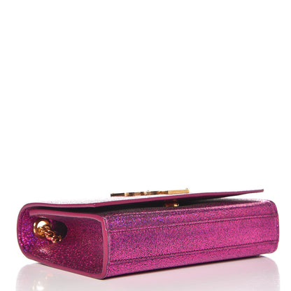 Saint Laurent Metallic Calfskin Small Classic Monogram Kate Satchel Fuchsia 4 of 7
