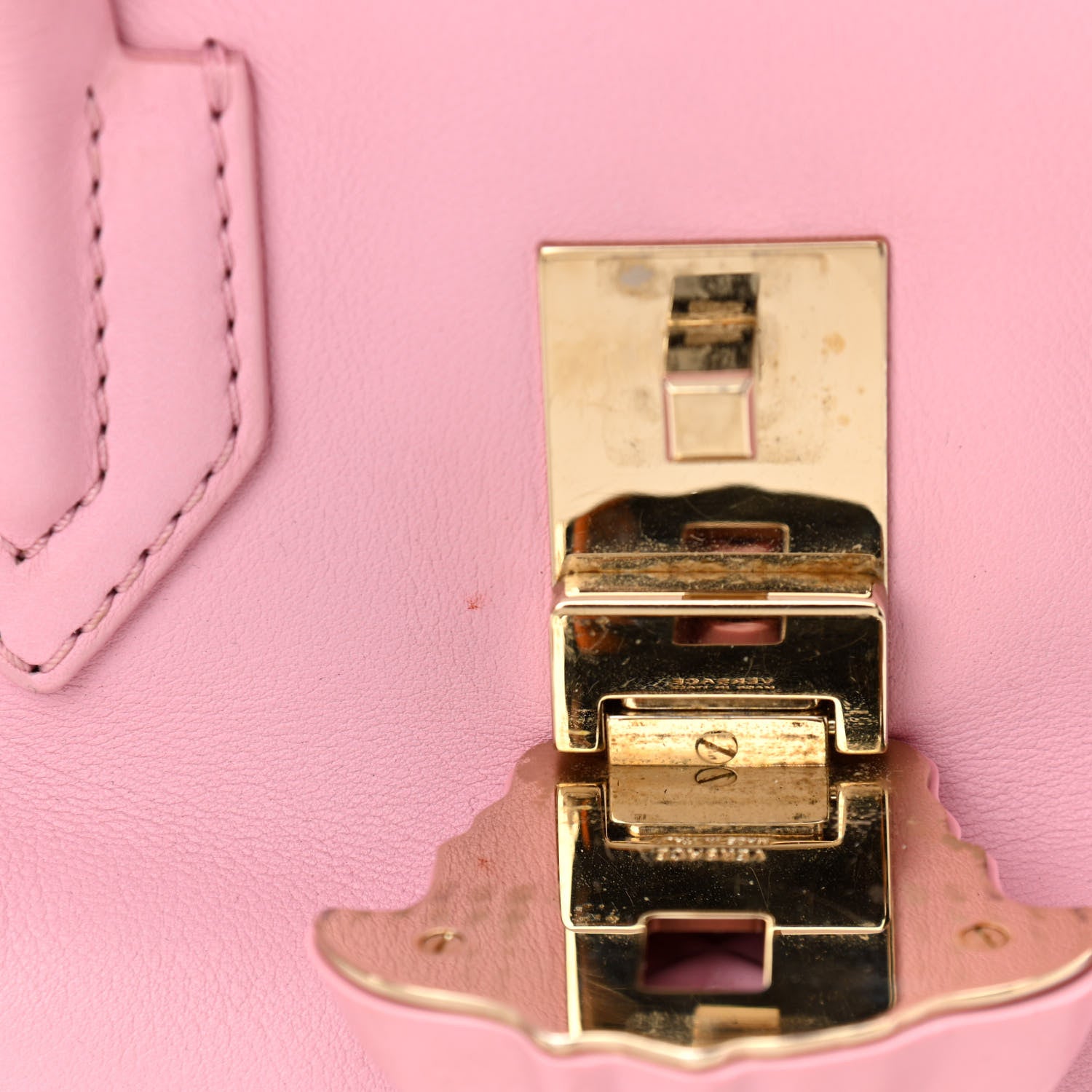 Versace Calfskin Crystal Medium Baroque Palazzo Empire Bag Pink 18 of 19