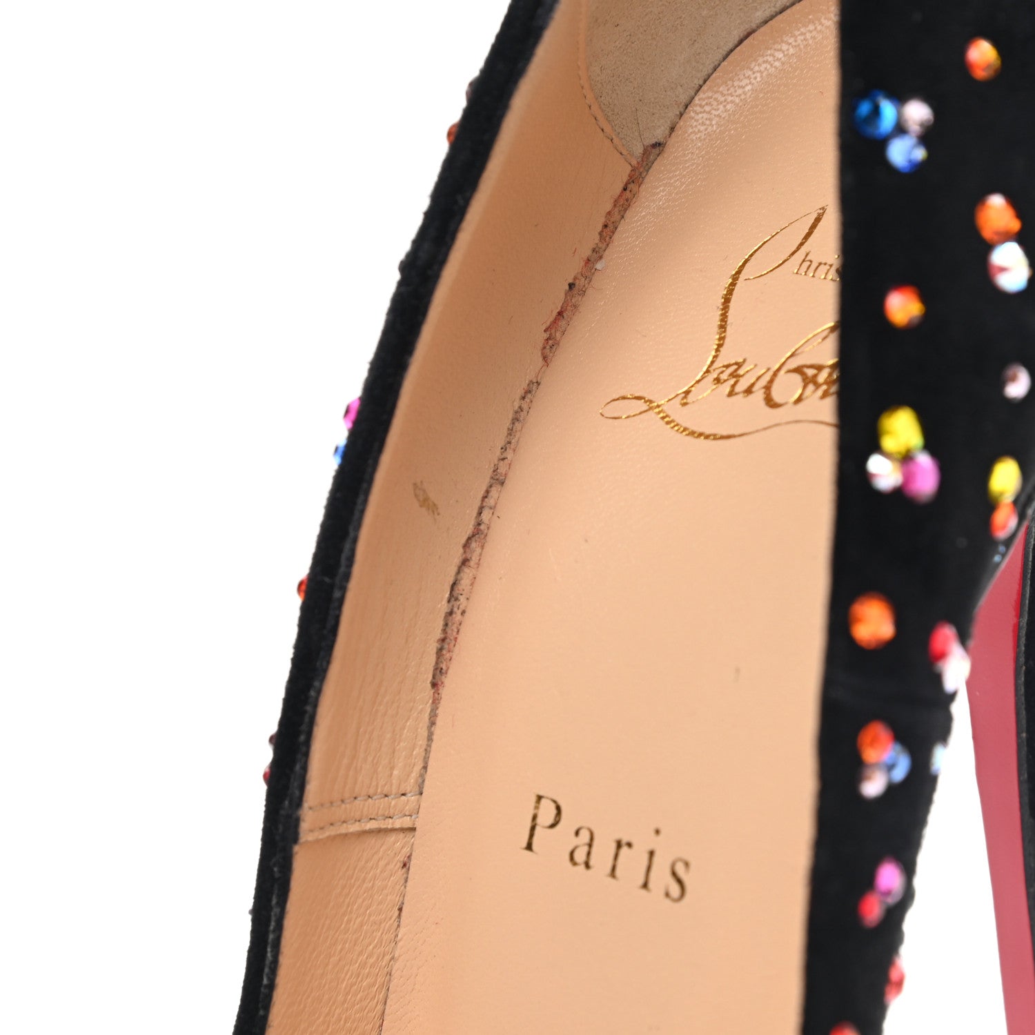 Christian Louboutin Veau Velour Dorissima Clair de Lune 120 Pumps 35.5 Black Multi 8 of 10
