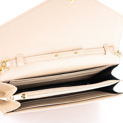 Saint Laurent Grain De Poudre Matelasse Chevron Monogram Chain Wallet Powder 5 of 7