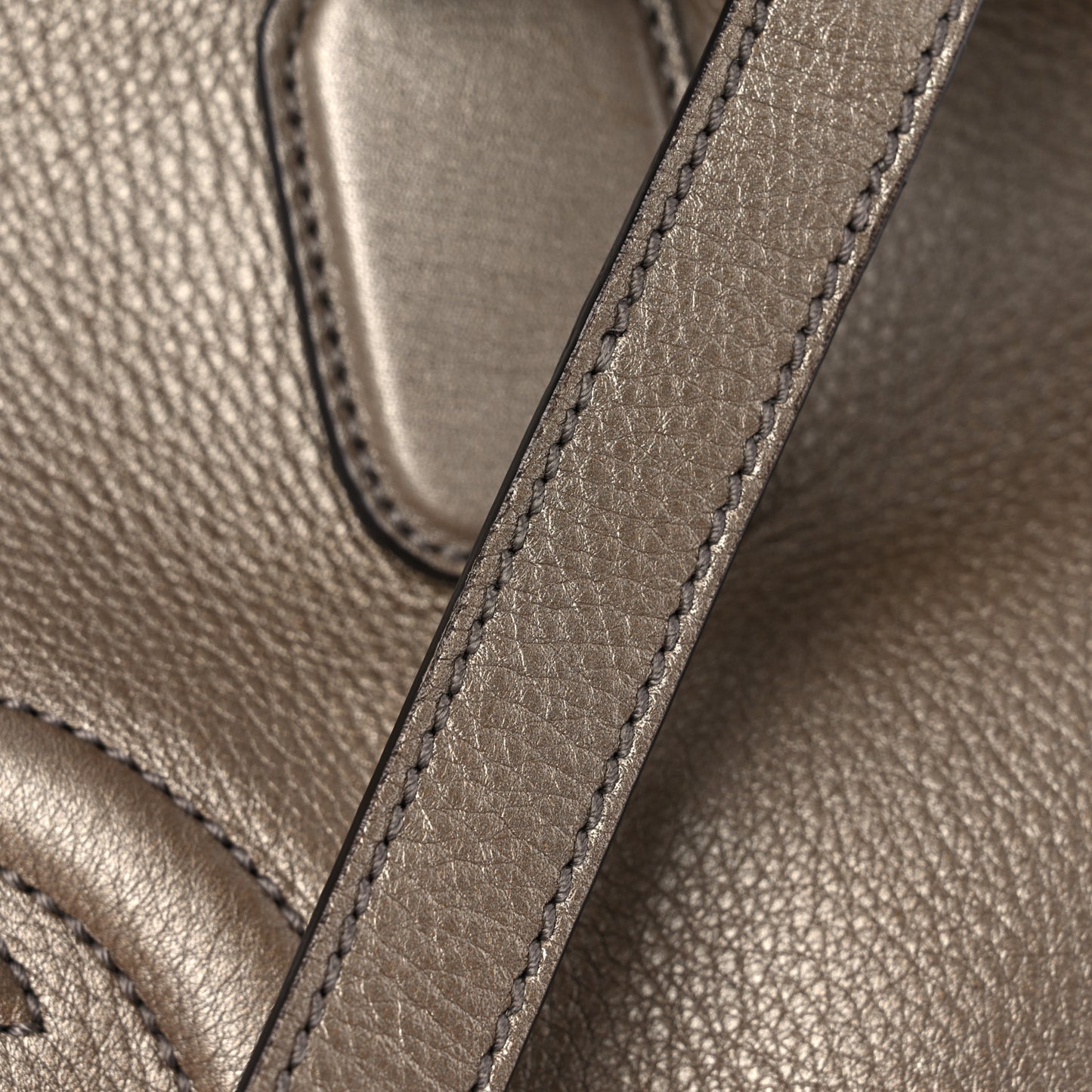 Metallic Cellarius Calfskin Small Soho Top Handle Satchel Golden Beige