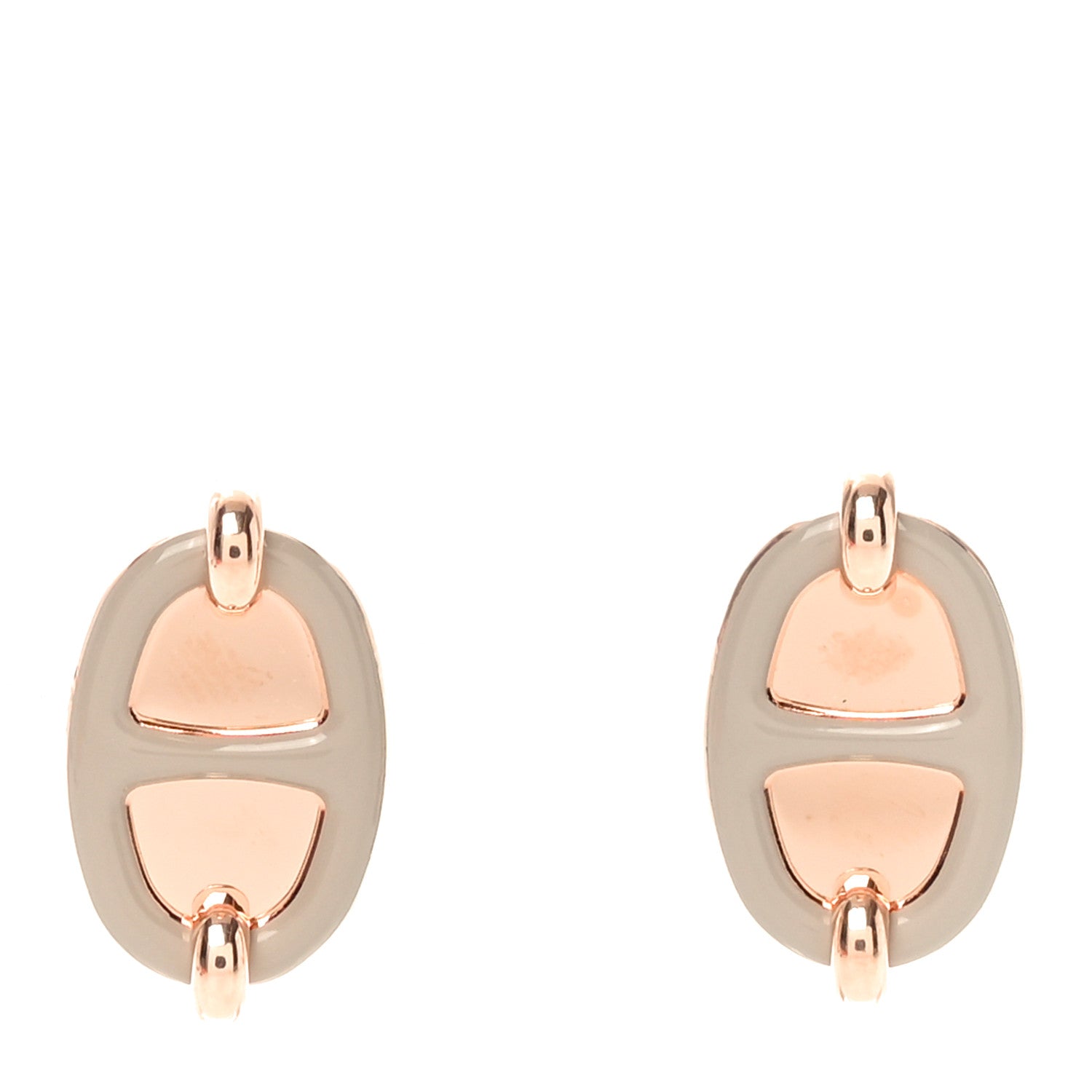 Hermes Enamel Mini Maillon Earrings Marron Glace 1 of 4