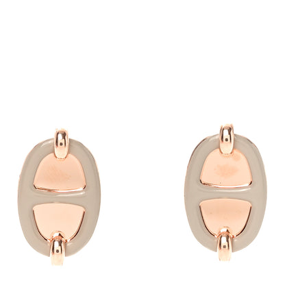Hermes Enamel Mini Maillon Earrings Marron Glace 1 of 4