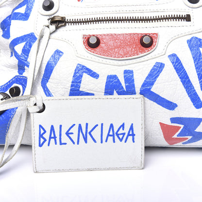 Balenciaga Agneau Graffiti All Over Classic Hardware S City White Bleu Rouge 13 of 21