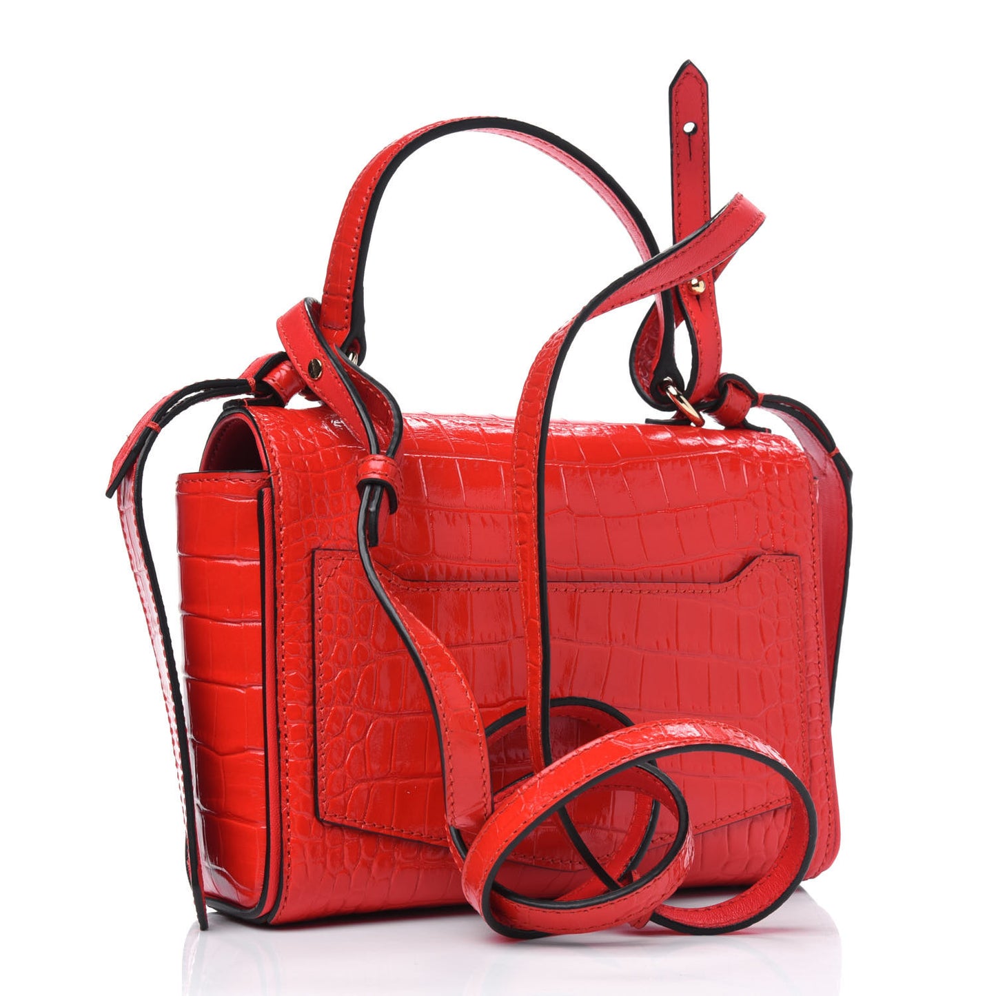 Calfskin Crocodile Embossed Eden Mini Top Handle Red