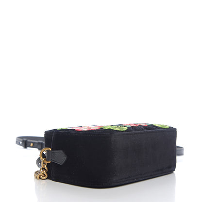 Gucci Velvet Matelasse Deer Embroidered Small GG Marmont Chain Shoulder Bag Black 3 of 9