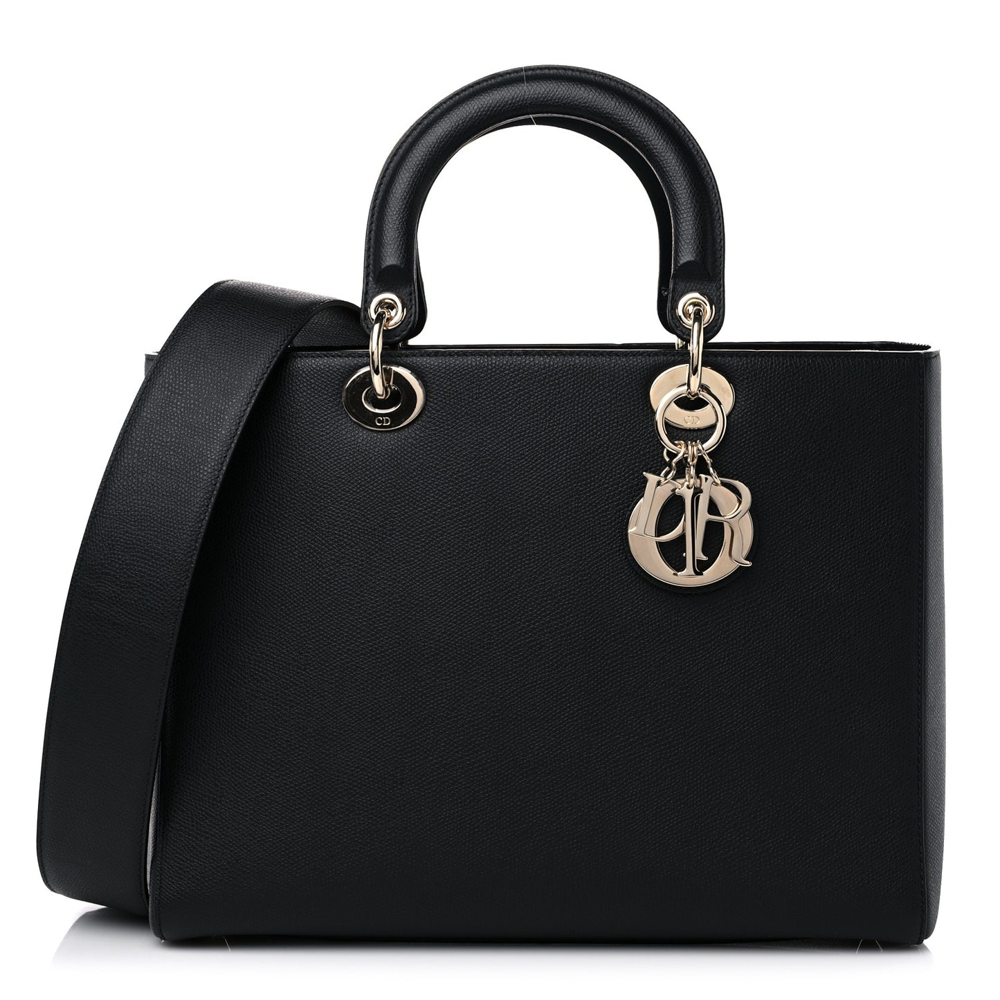 Grained Calfskin Large Lady Dior Black