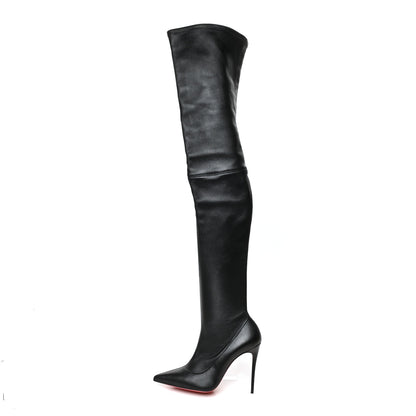 Christian Louboutin Calfskin Kate 100 Over the Knee Boots 37 Black 1 of 7