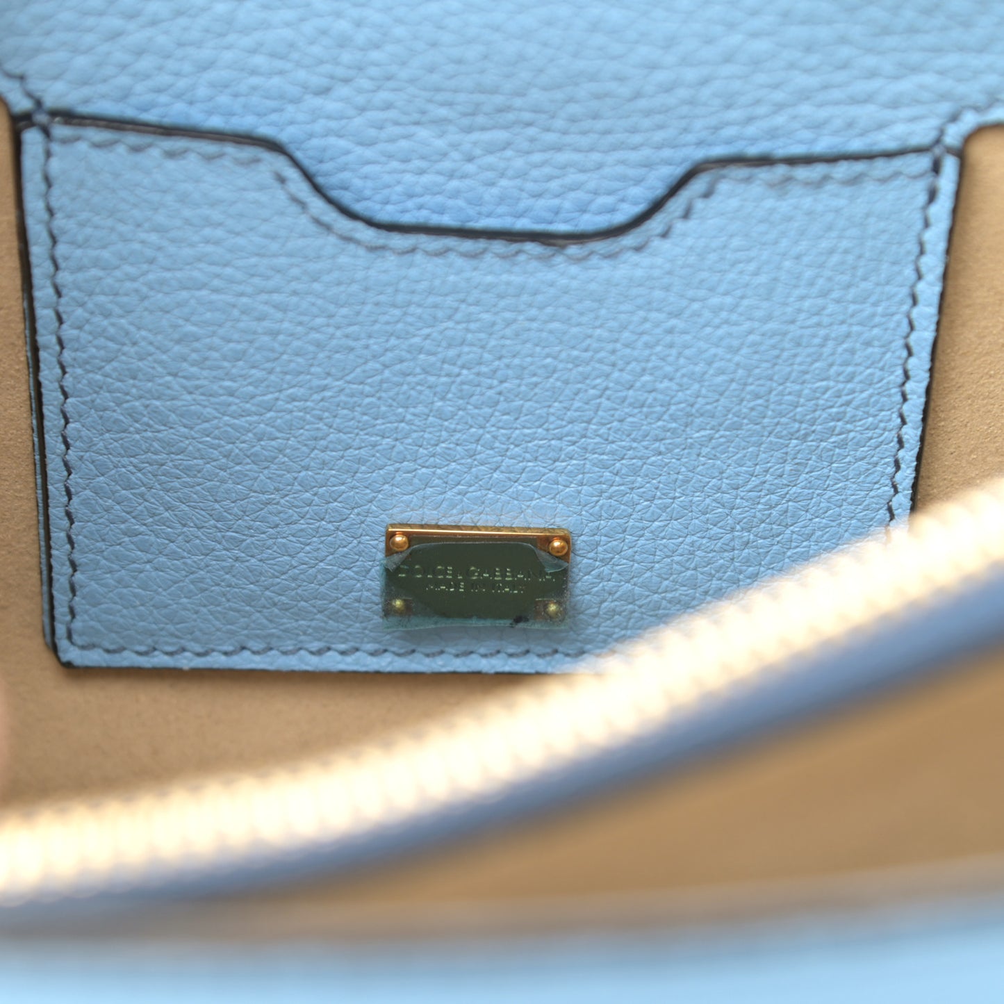 Grained Calfskin Rosalia Shoulder Bag Light Blue