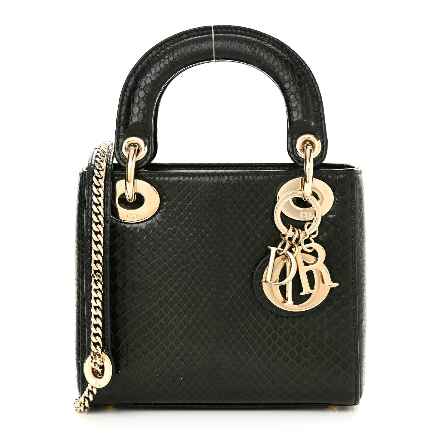 Shiny Snakeskin Mini Lady Dior Emerald Green