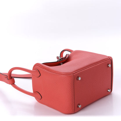 Hermes Taurillon Clemence Mini Lindy 20 Rose Texas 4 of 10