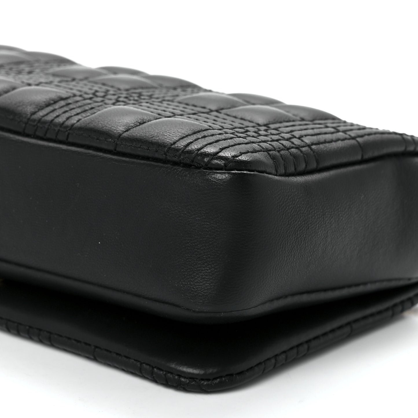 Grainy Calfskin Quilted Mini Lola Bag Black