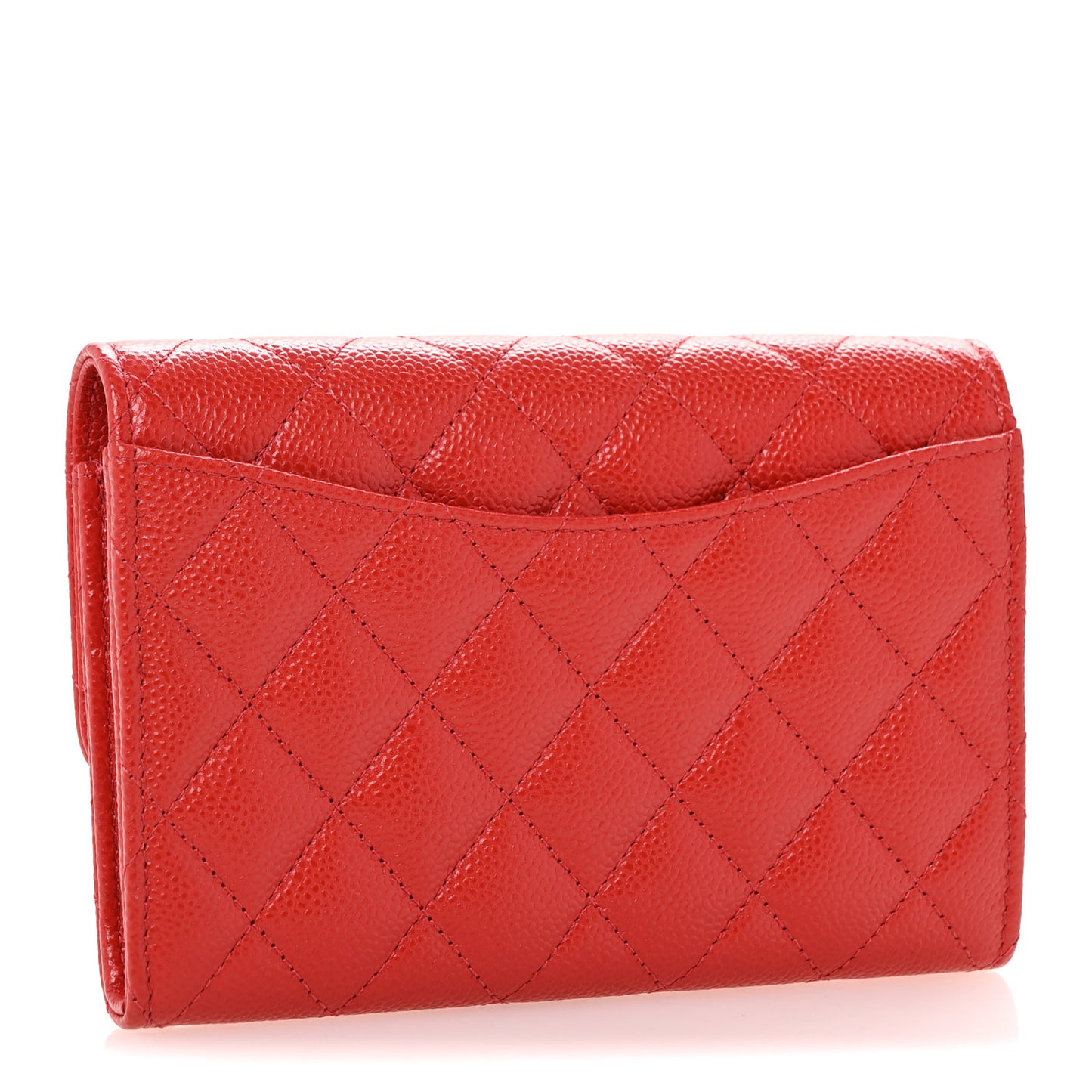 Caviar Quilted Medium Flap Wallet Red