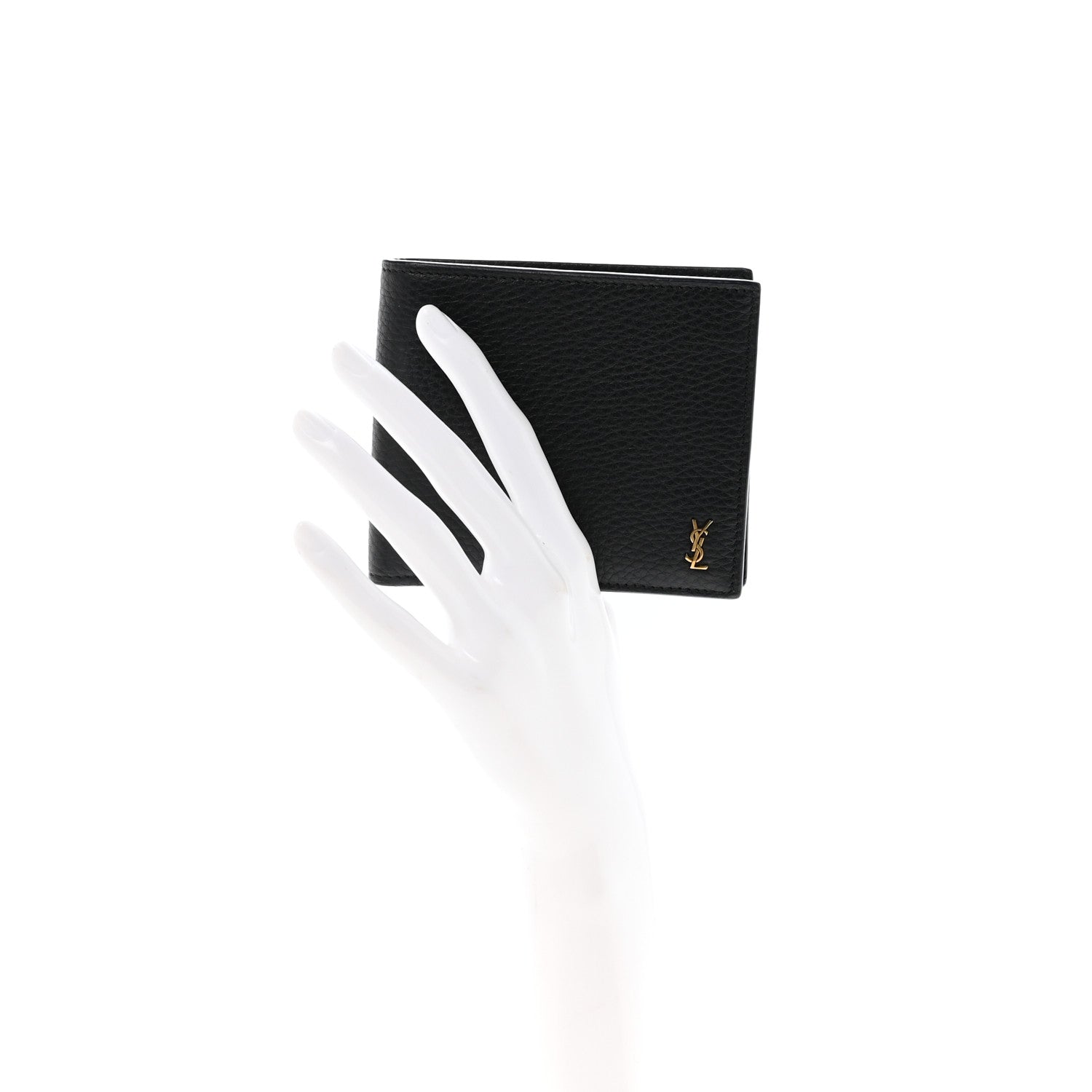 Saint Laurent Grained Calfskin Tiny Cassandre East West Wallet Midnight Blue 2 of 7