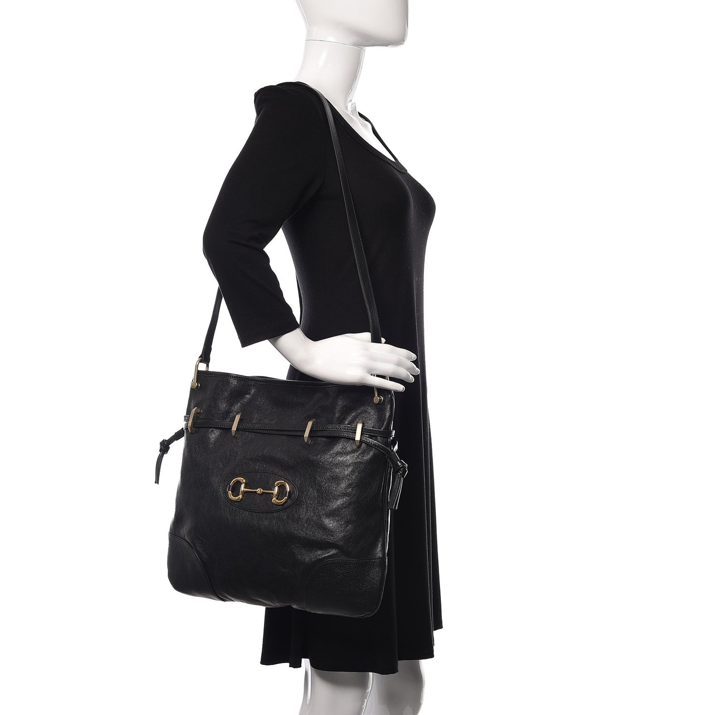 Sakai Calfskin Horsebit 1955 Cinch Top Messenger Bag Black