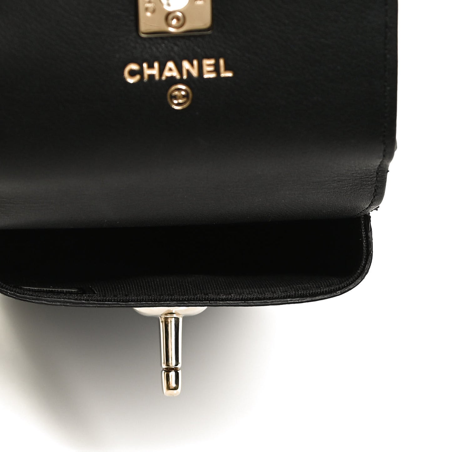 Calfskin Quilted CC Phone Holder Black