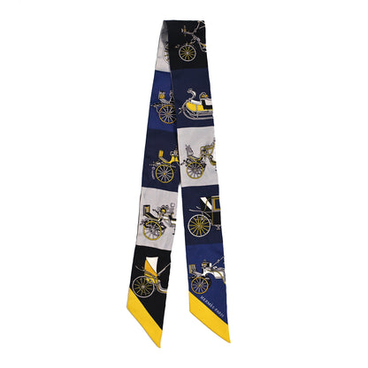 Hermes Silk Les Voitures Exquises Twilly Marine Gris Gold 2 of 4