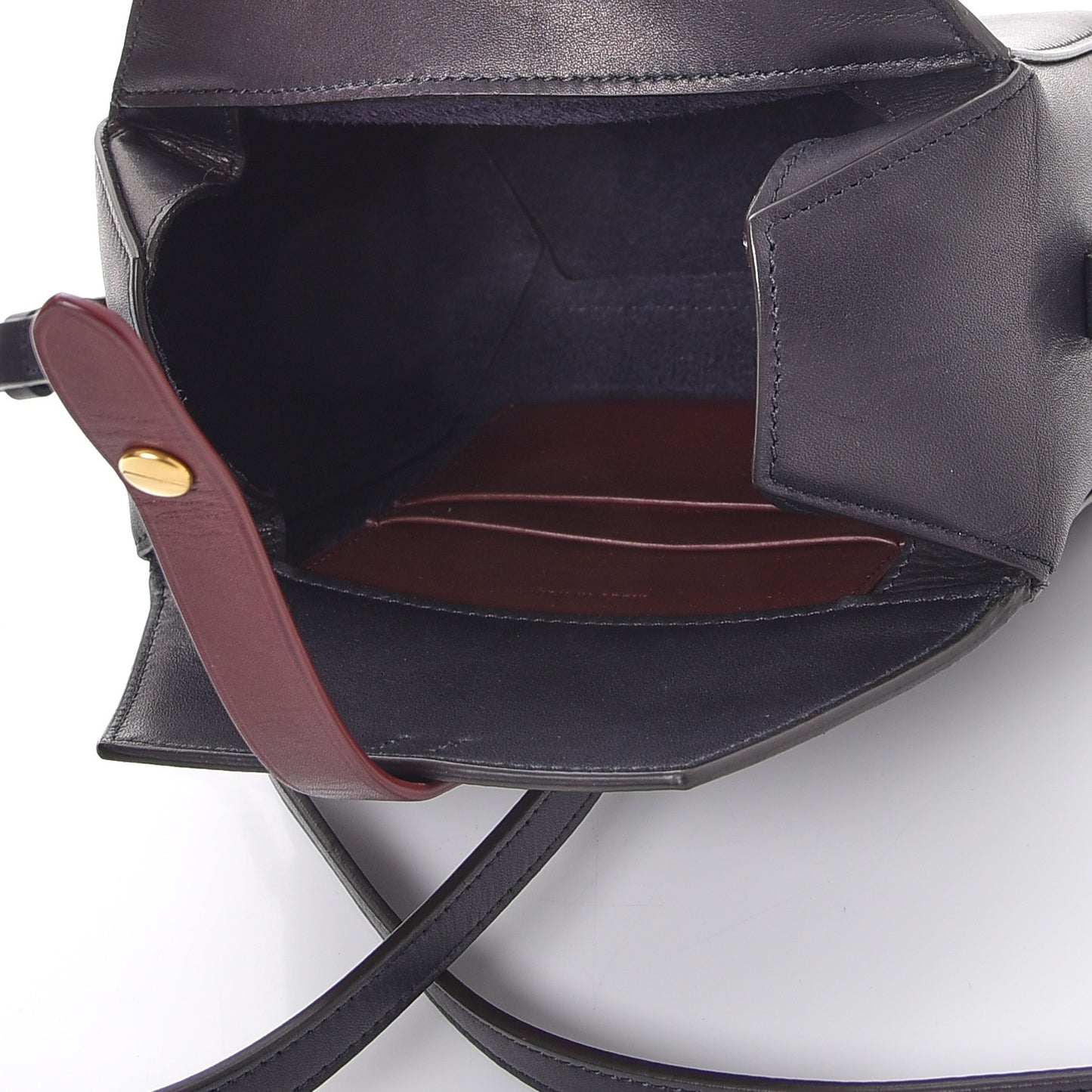 Sleek Calfskin Box On Strap Bag Navy Blue