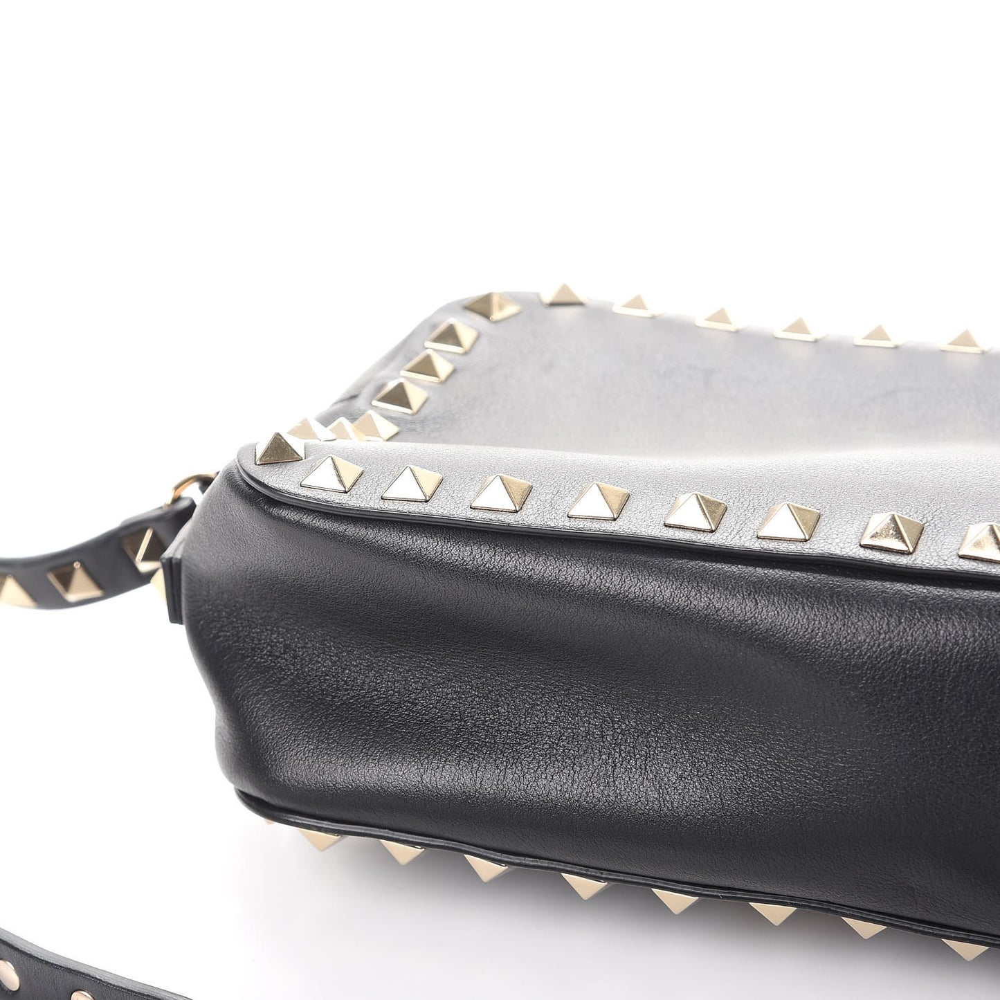 Calfskin Rockstud Camera Crossbody Bag Black