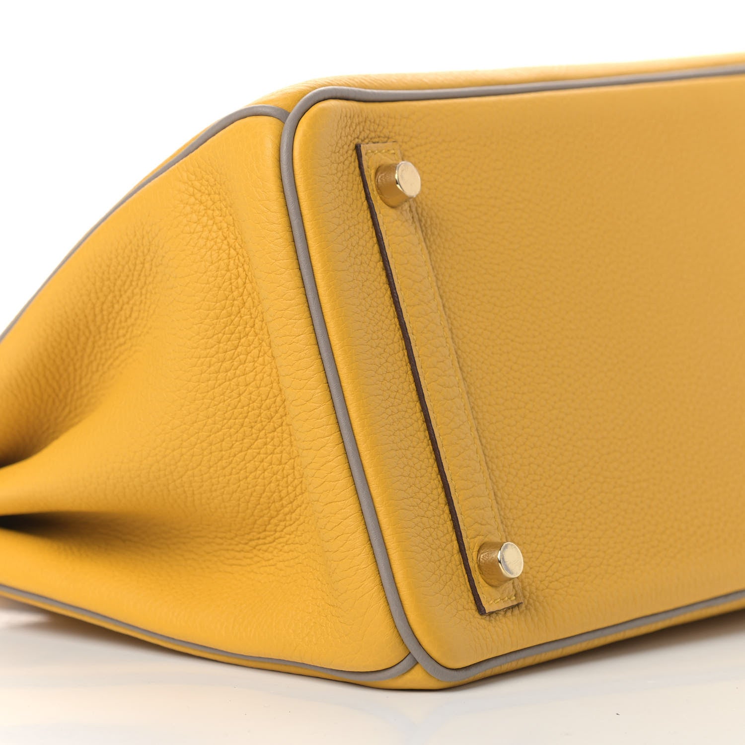 Hermes Togo Horseshoe Birkin 30 Jaune Ambre Etain 9 of 12