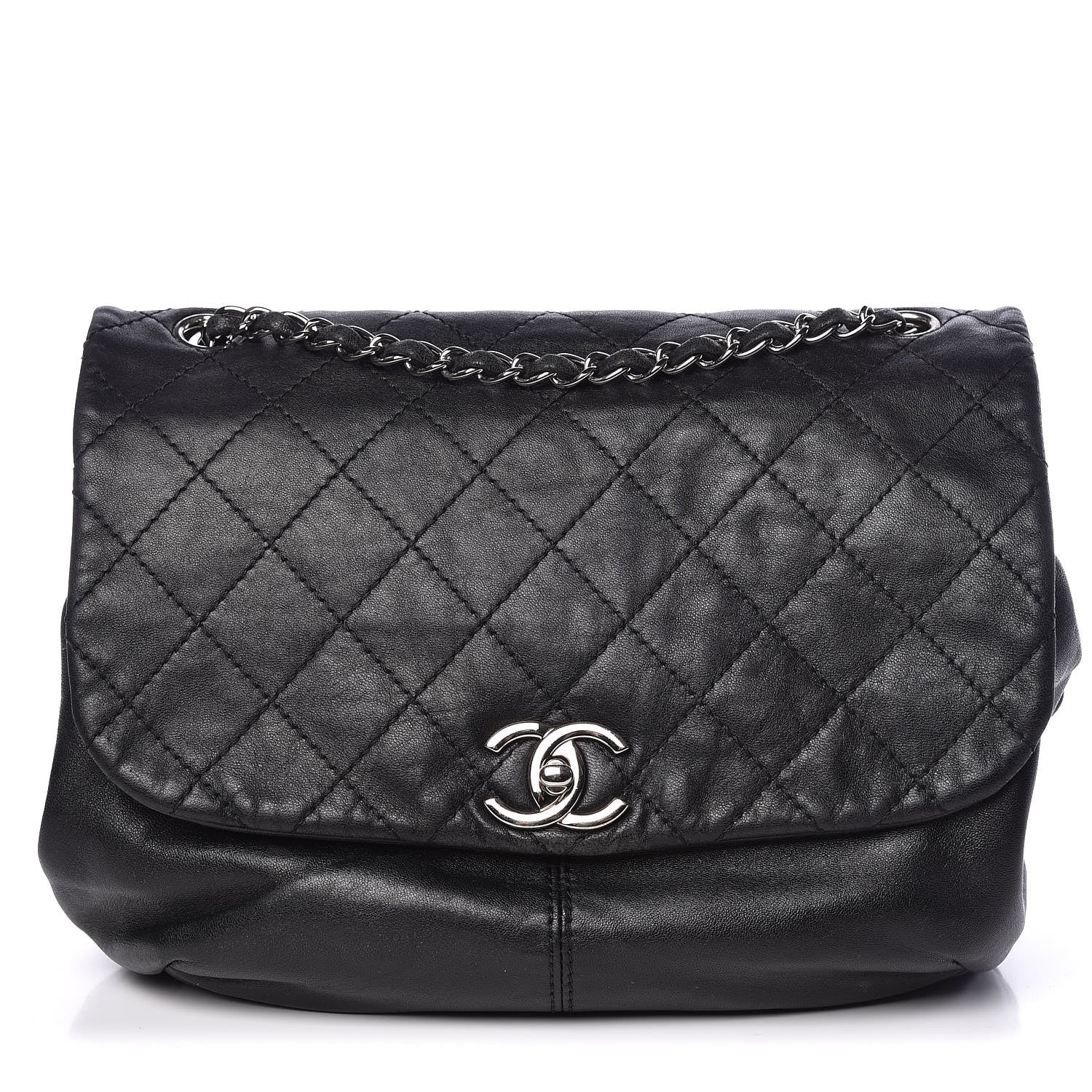 Chanel Shiny Lambskin Quilted Medium Trianon Messenger Flap Black 1 of 12