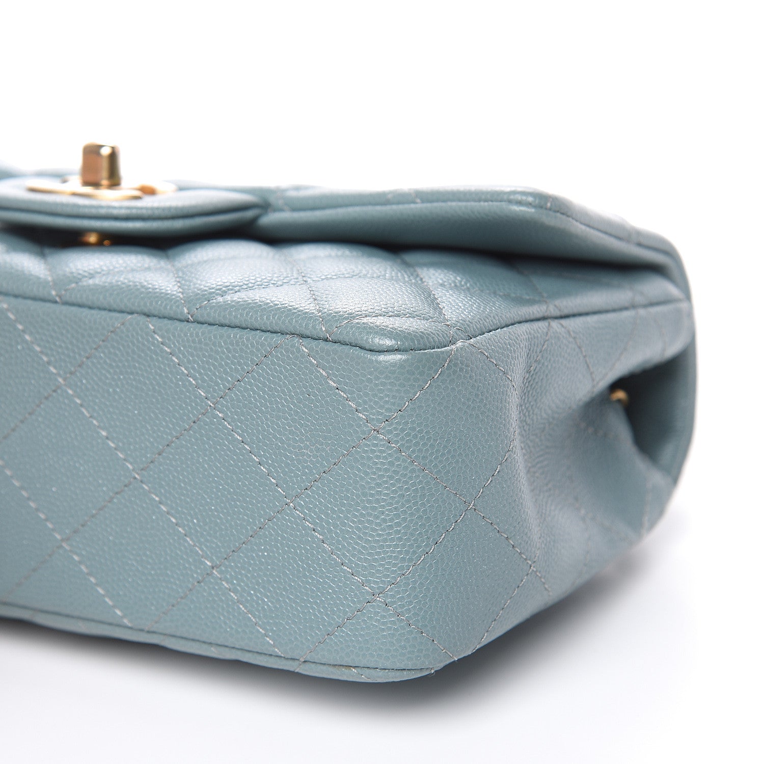 Chanel Iridescent Caviar Quilted Mini Rectangular Flap Light Blue 9 of 9